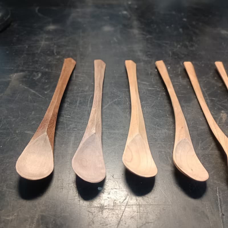 手刻甜點匙、茶匙 II－六角柄