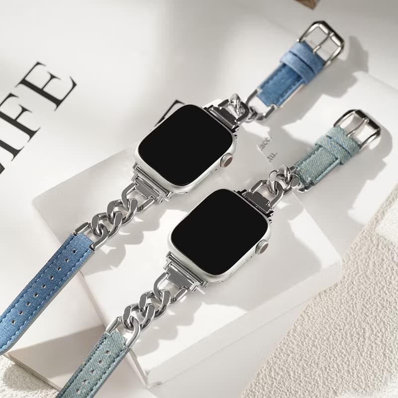 Apple watch - 牛仔丹寧拼接單鏈 蘋果錶帶 錶帶
