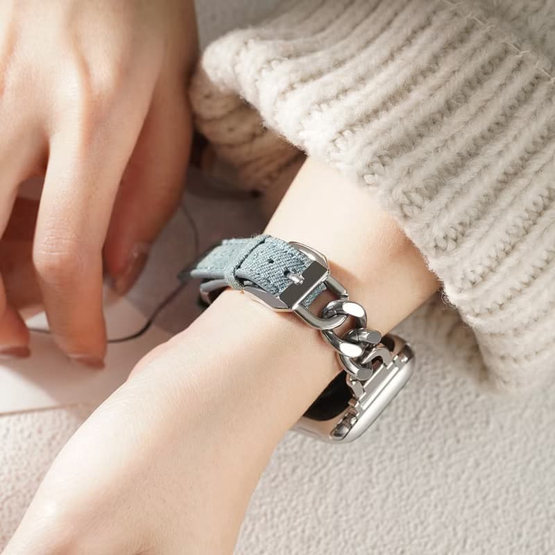 Apple watch - 牛仔丹寧拼接單鏈 蘋果錶帶 錶帶