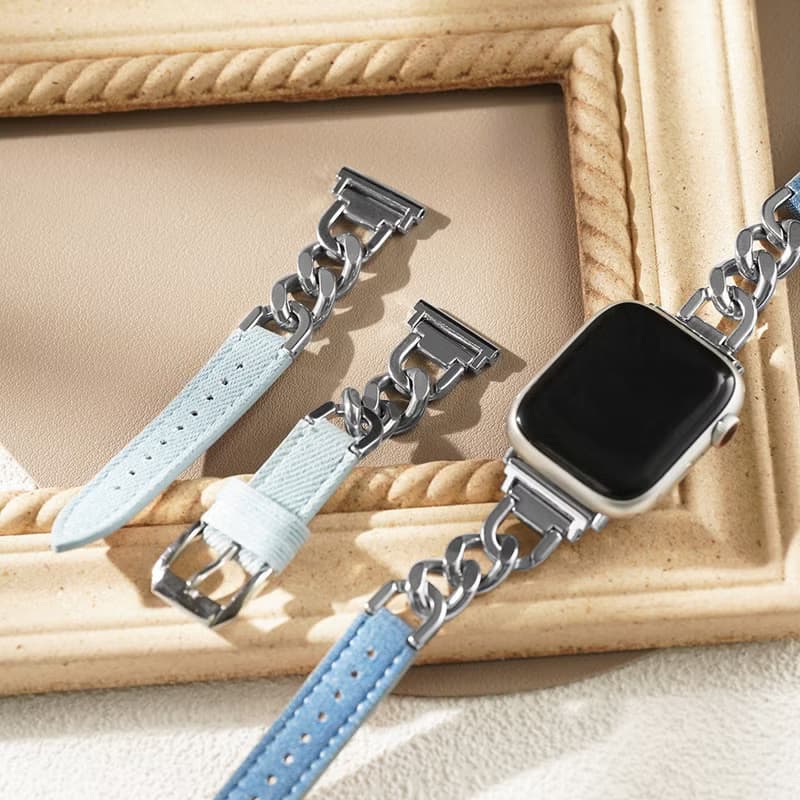 Apple watch - 牛仔丹寧拼接單鏈 蘋果錶帶 錶帶