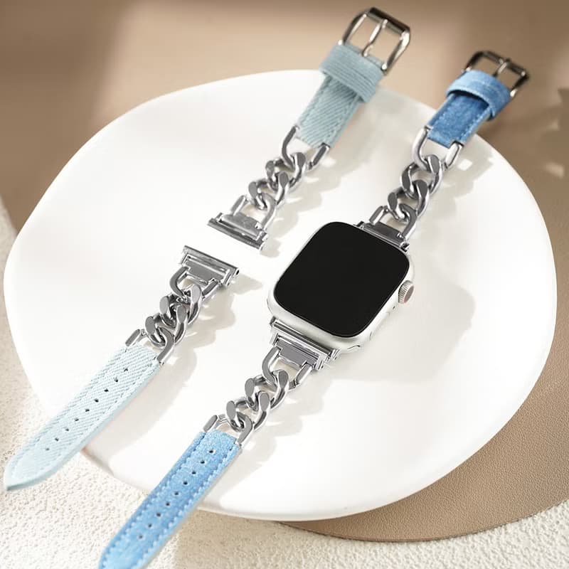 Apple watch - 牛仔丹寧拼接單鏈 蘋果錶帶 錶帶