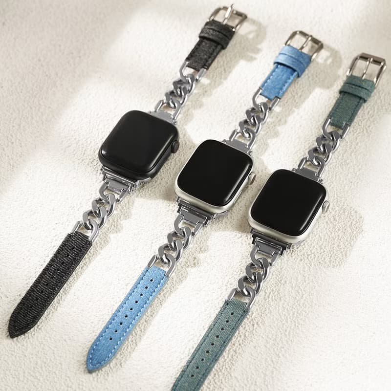 Apple watch - 牛仔丹寧拼接單鏈 蘋果錶帶 錶帶