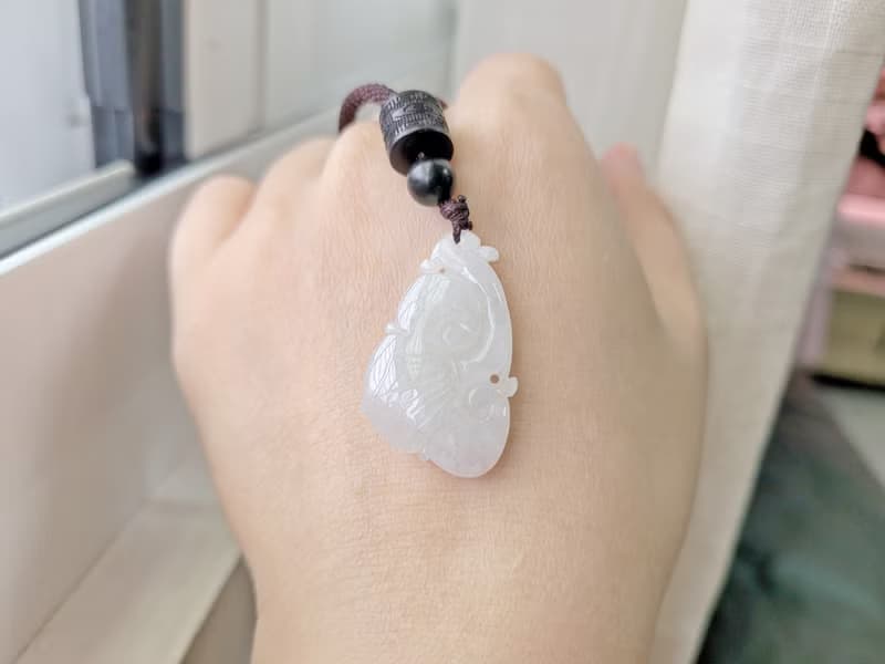 親翠 天然翡翠 冰潤嬌隨型靈芝如意項鍊