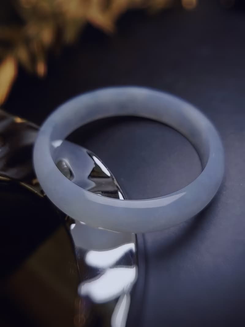 財水|夢幻細糯冰淡藍完美平安手鐲|緬甸A貨翡翠#59.5#22.5