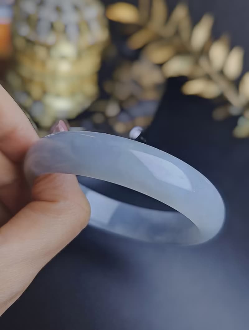 財水|夢幻細糯冰淡藍完美平安手鐲|緬甸A貨翡翠#59.5#22.5