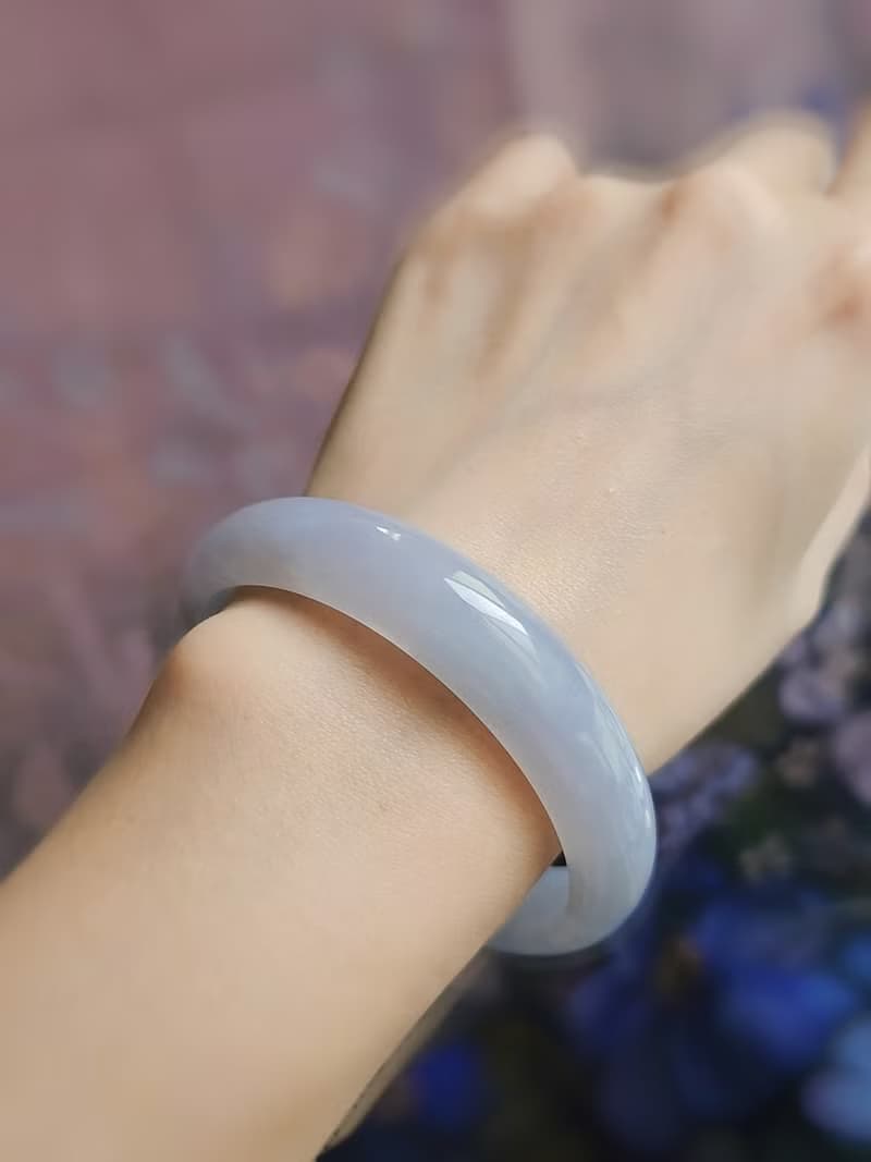 財水|夢幻細糯冰淡藍完美平安手鐲|緬甸A貨翡翠#59.5#22.5