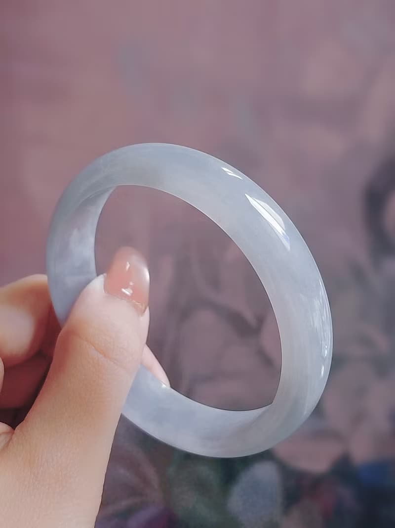 財水|夢幻細糯冰淡藍完美平安手鐲|緬甸A貨翡翠#59.5#22.5