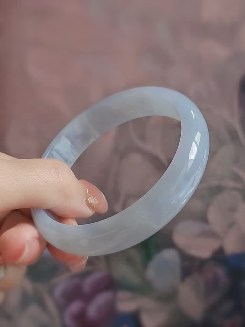 財水|夢幻細糯冰淡藍完美平安手鐲|緬甸A貨翡翠#59.5#22.5