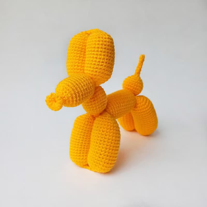 Balloon dog Stuffed animal toy Crochet yellow toy