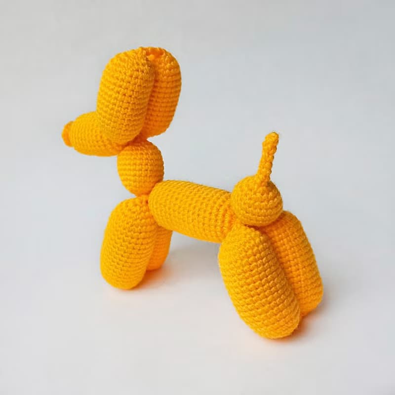 Balloon dog Stuffed animal toy Crochet yellow toy