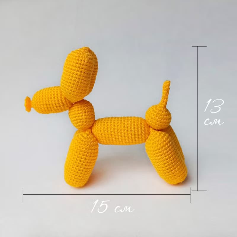 Balloon dog Stuffed animal toy Crochet yellow toy