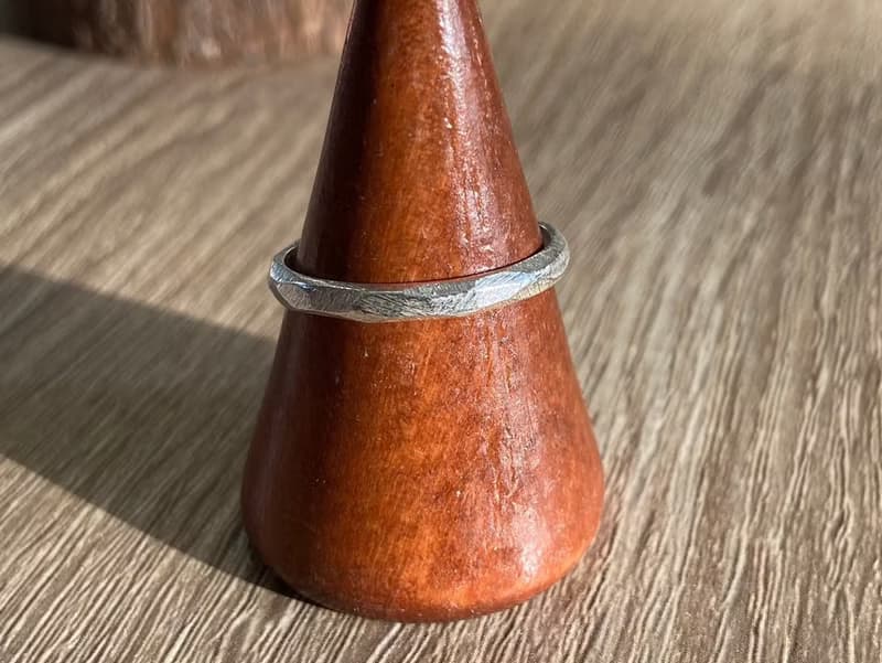 不規則切面磨砂純銀戒指