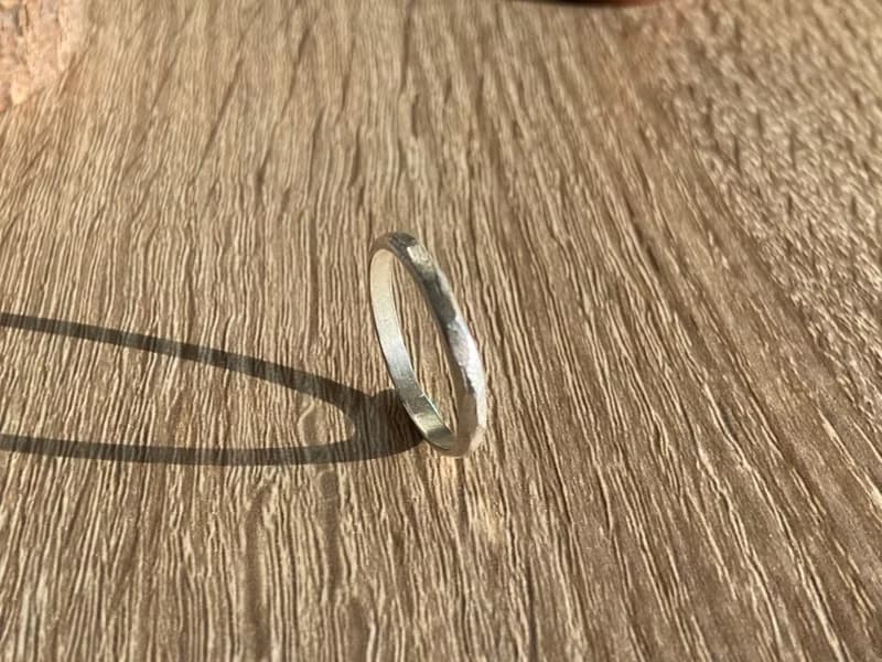 不規則切面磨砂純銀戒指