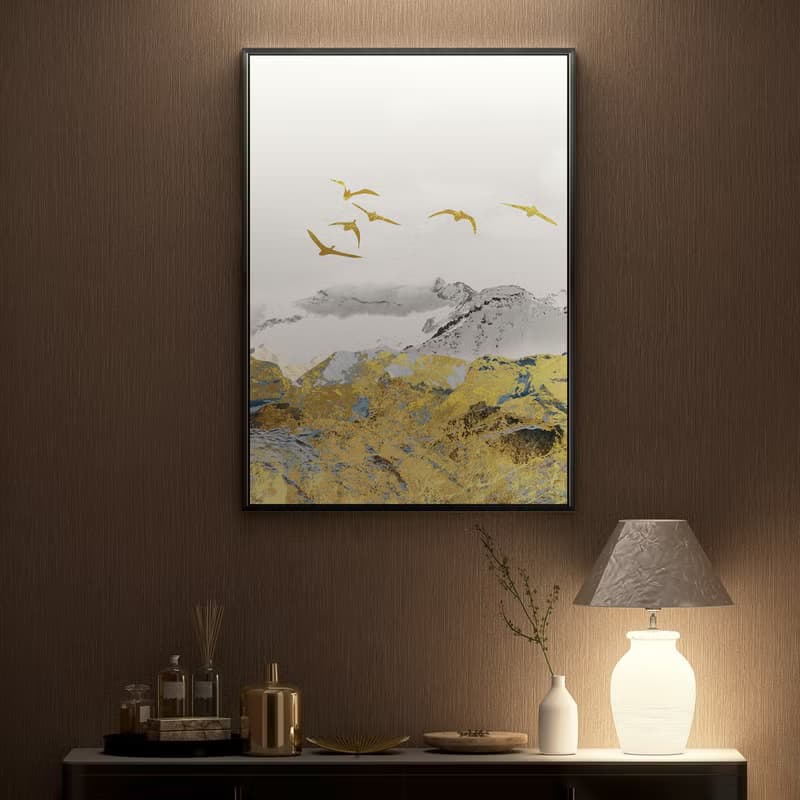 流金山色I - 輕奢流金山峰掛畫/新年掛畫/金色大氣客廳掛畫
