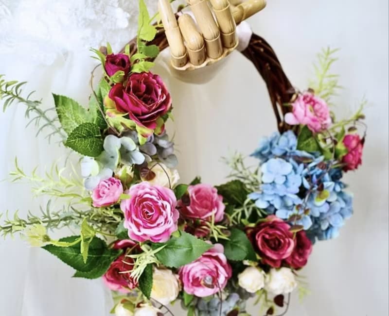 玫瑰繡球花環花束人造花花束永不凋謝花花束婚禮新娘人造花花環花