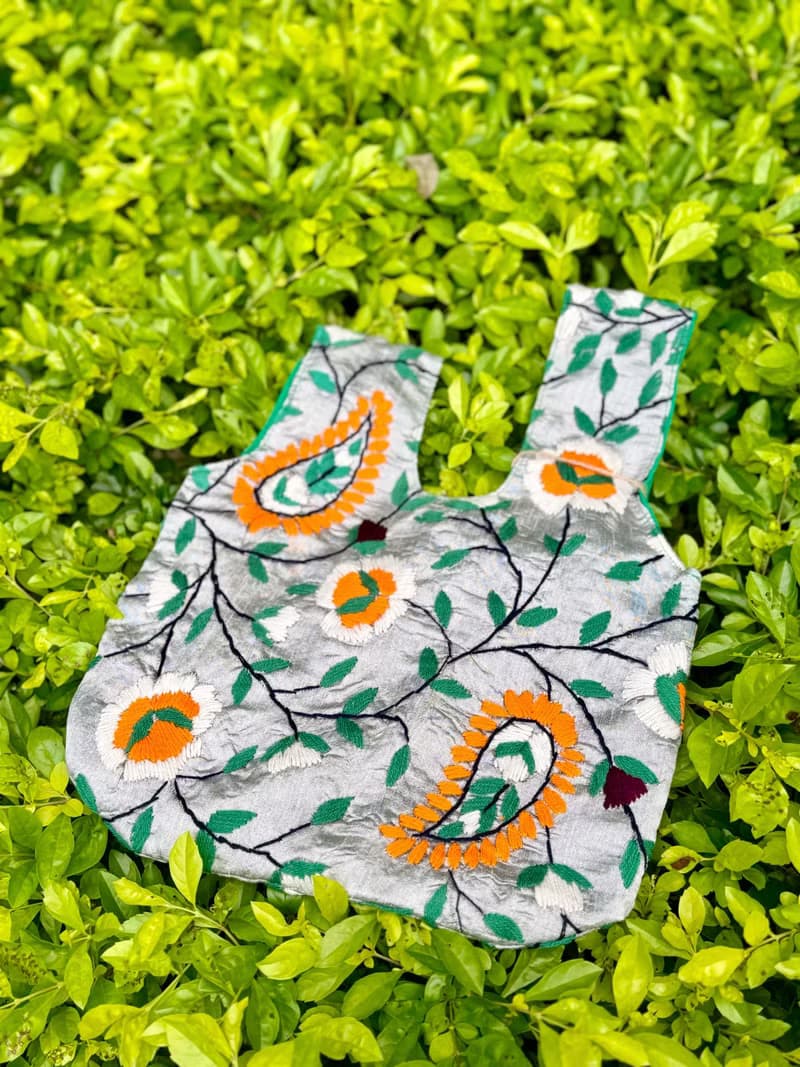 手工刺繡 銀色 花卉 手提包 小包 包包 手袋 手提袋