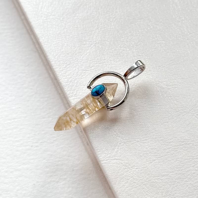 【天蠍射手|11月誕生石】黃水晶六角柱松石鍍銀項鏈 聚偏財 智慧