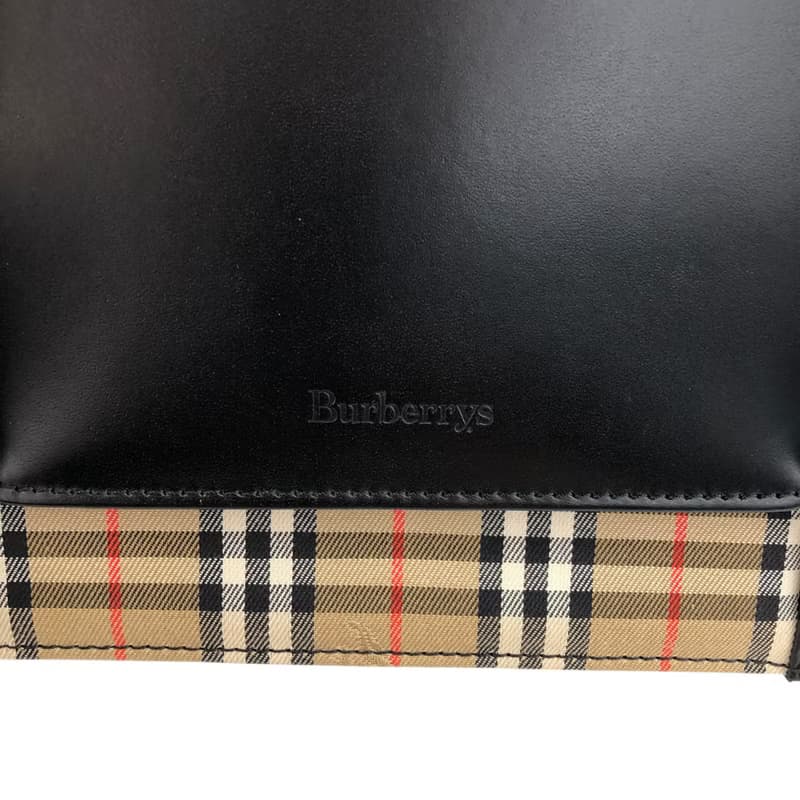 【 日本直送　名牌中古包 】BURBERRY バーバリー ハンドバッグ ブラック ノバチェック レザー フラップ vintage ヴィンテージ j7fze5