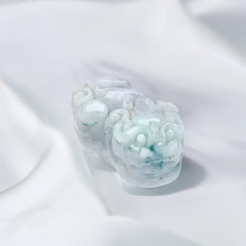 【招財神獸】飄綠花翡翠貔貅擺飾 | 天然緬甸玉翡翠A貨