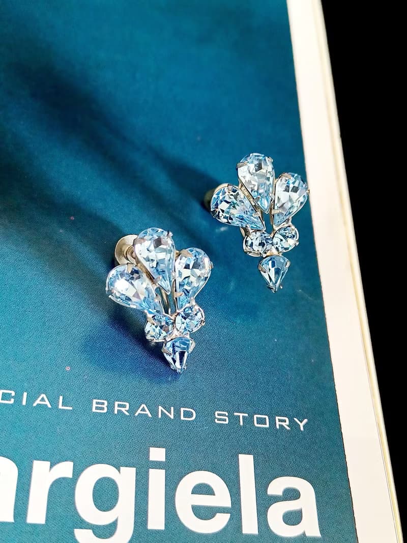 vintage jewelry  典雅晶透萊茵 夾式耳環