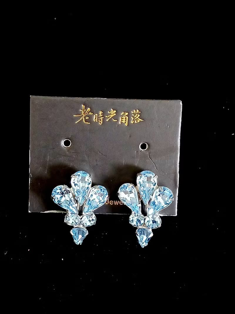 vintage jewelry  典雅晶透萊茵 夾式耳環