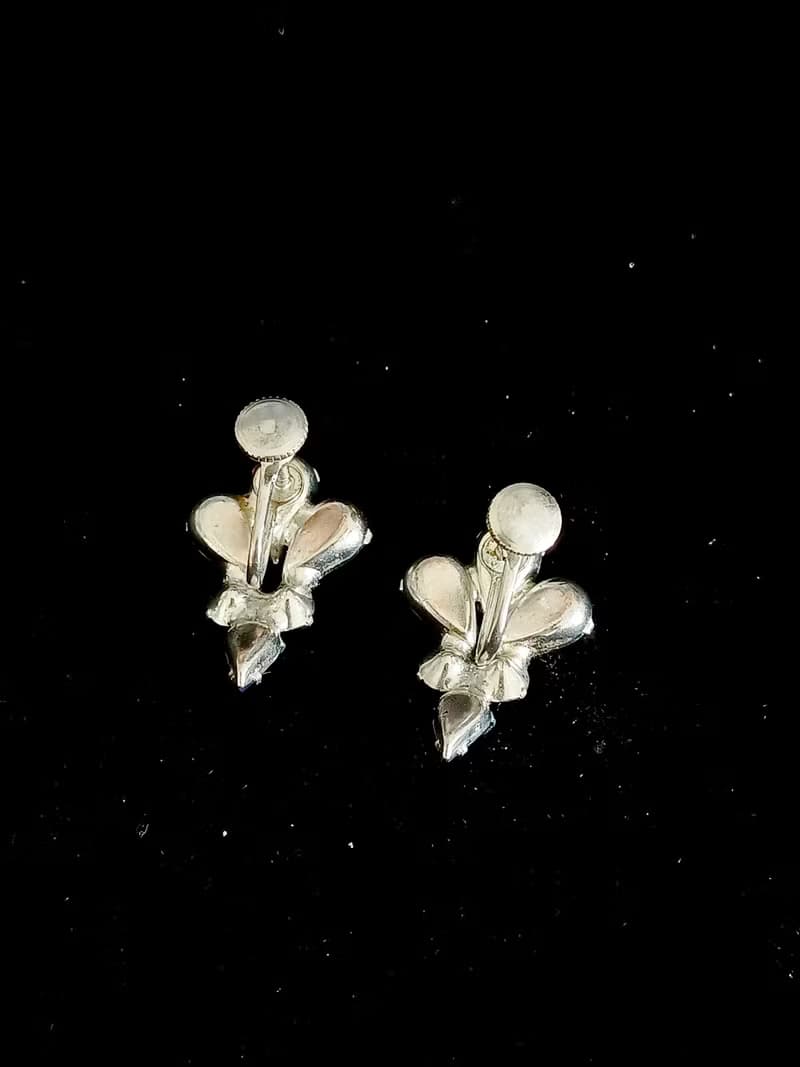 vintage jewelry  典雅晶透萊茵 夾式耳環