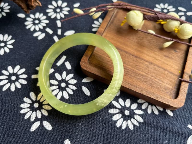 【一物一圖】天然遼寧岫玉手鐲 手鐲圈口53.4mm 蜂蜜水 正圈