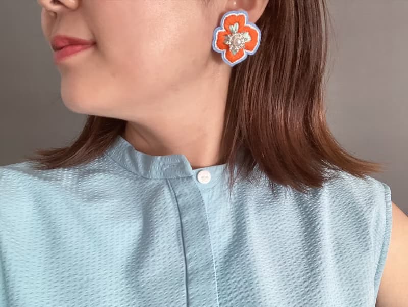 【イヤリング/ピアス/刺繍アクセサリー/リゾート/母の日/プレゼント】bon bon - sunshine sky -