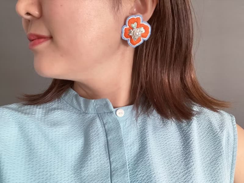 【イヤリング/ピアス/刺繍アクセサリー/リゾート/母の日/プレゼント】bon bon - sunshine sky -