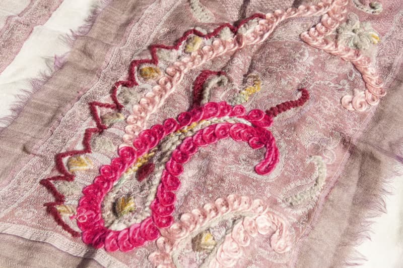 喀什米爾Cashmere/水煮羊毛披肩/針織圍巾/刺繡圍巾/羊絨披巾-花