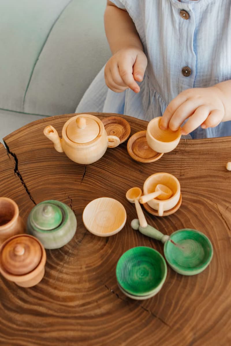 Christmas Tea Set Organic wooden sensory play toys
