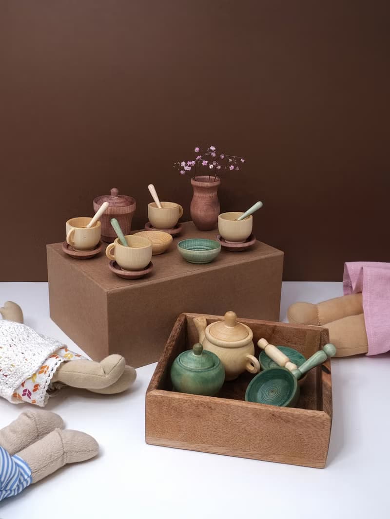 Christmas Tea Set Organic wooden sensory play toys