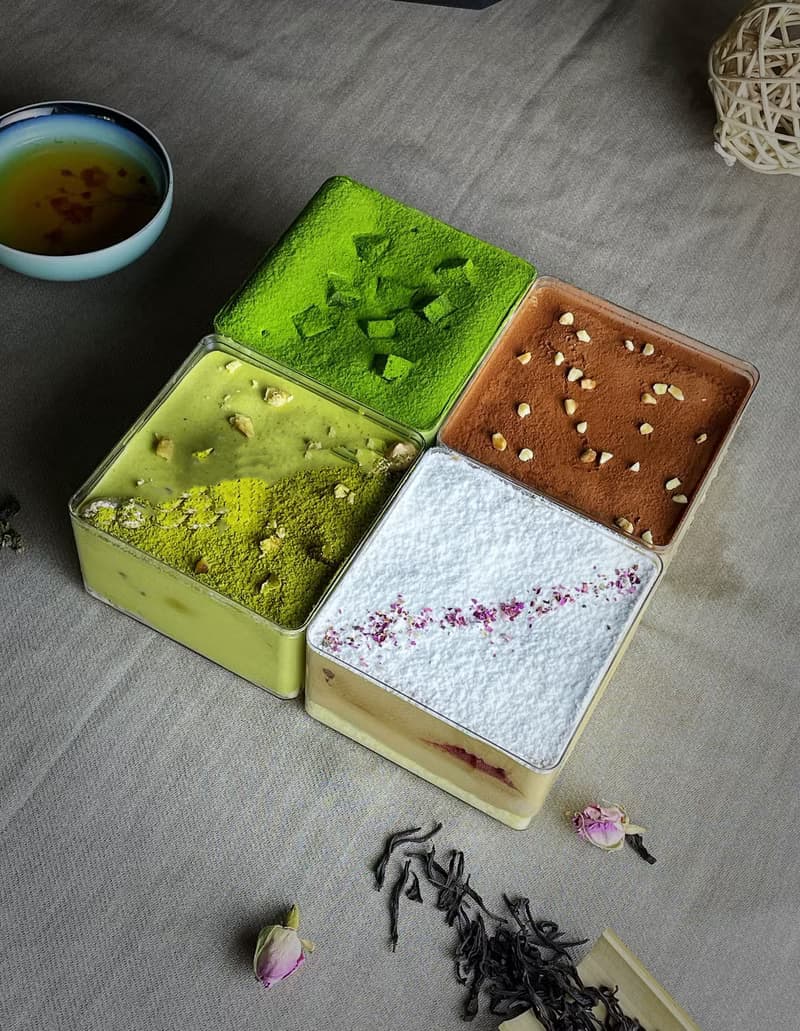 【4入禮盒組】茶提拉米蘇盒子-雙抹茶/烏龍茶/蜜香紅茶/四季春茶