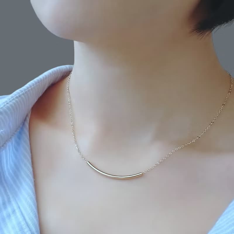 微笑曲線 14Kgf 包金彎管鎖骨鍊 | 單戴或疊搭