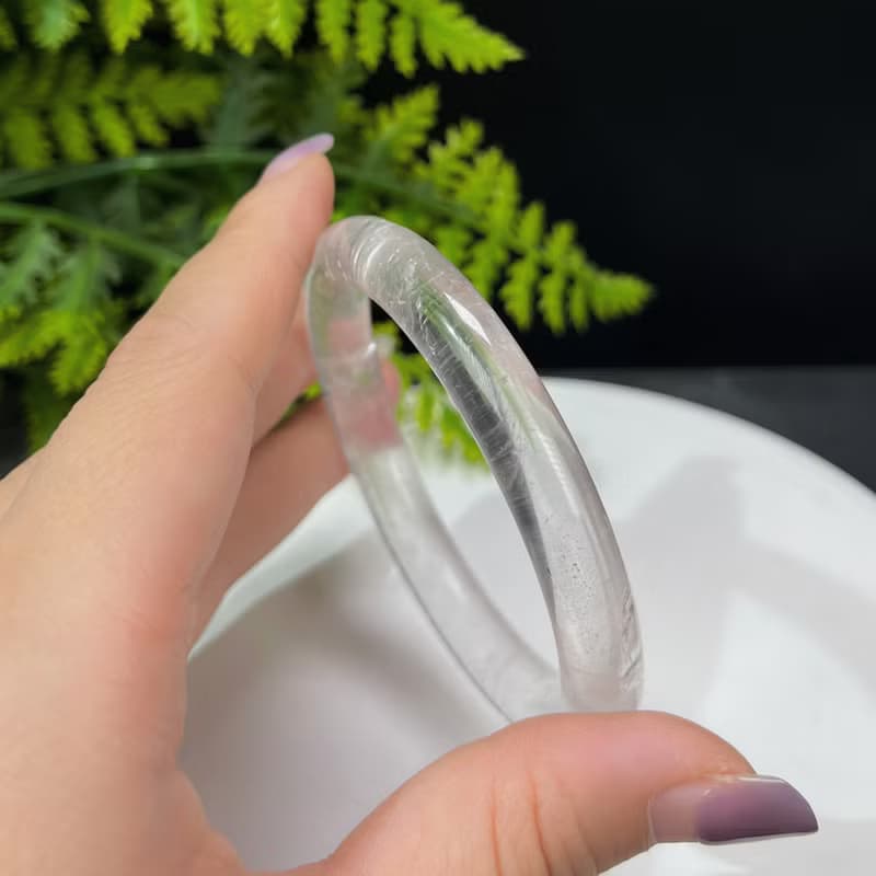 白水晶手镯 55MM 冰透星光閃片 白色水晶手環 淨化磁場 平安護佑