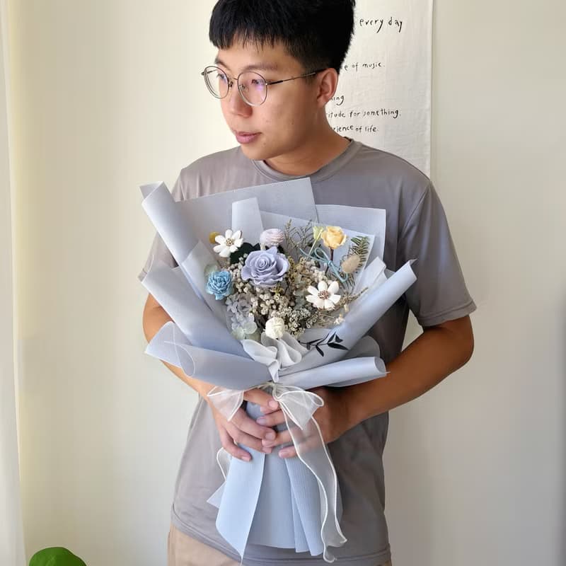 海洋之心 永生玫瑰花束 情人節花束