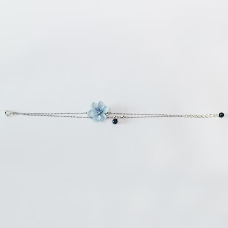 Pamycarie春夏手工製作樹脂黏土粉色小花925 純銀手鍊