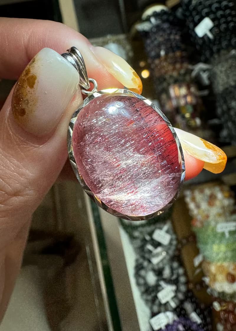 自用精品星光小細閃順髮黑紅超七水晶水晶三輪骨幹水晶多功能磁場