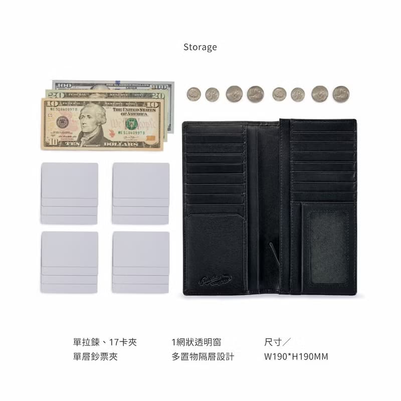 24H出貨 Crocodile 真皮皮夾/長夾 單鈔 17卡 男生禮物推薦