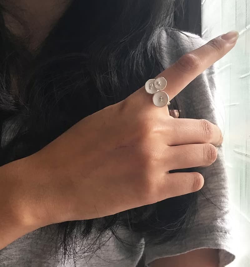 純銀戒指~心花朵朵開~青冶金工手作的詩手工戒指,幸福中!