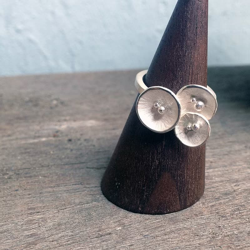 純銀戒指~心花朵朵開~青冶金工手作的詩手工戒指,幸福中!