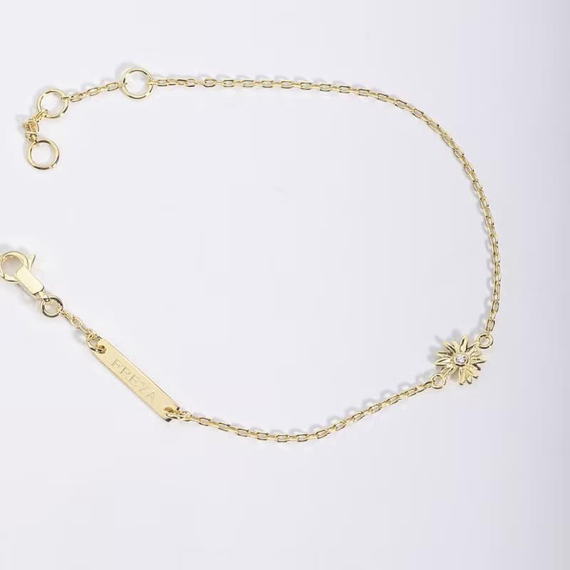 FREYA  單鑽 雛菊手鍊 設計款-純銀14k金