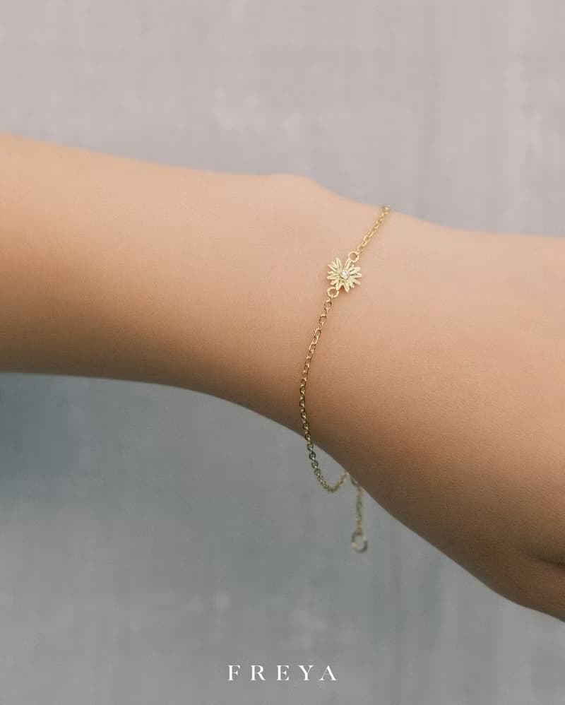 FREYA  單鑽 雛菊手鍊 設計款-純銀14k金