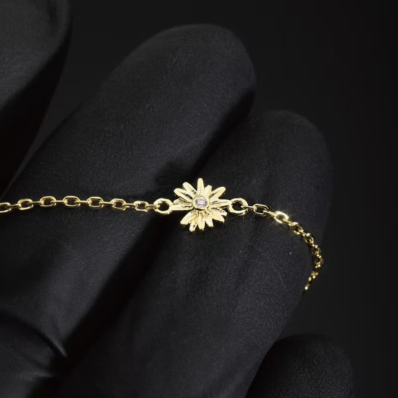 FREYA  單鑽 雛菊手鍊 設計款-純銀14k金
