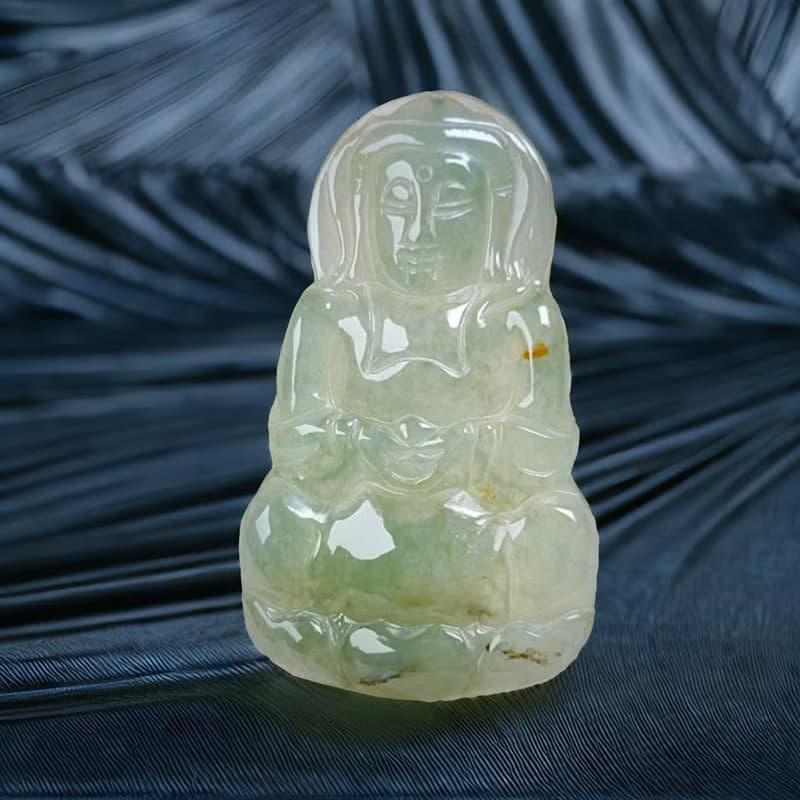 冰綠灑金翡翠觀音菩薩 | 天然緬甸玉翡翠A貨 | 送禮