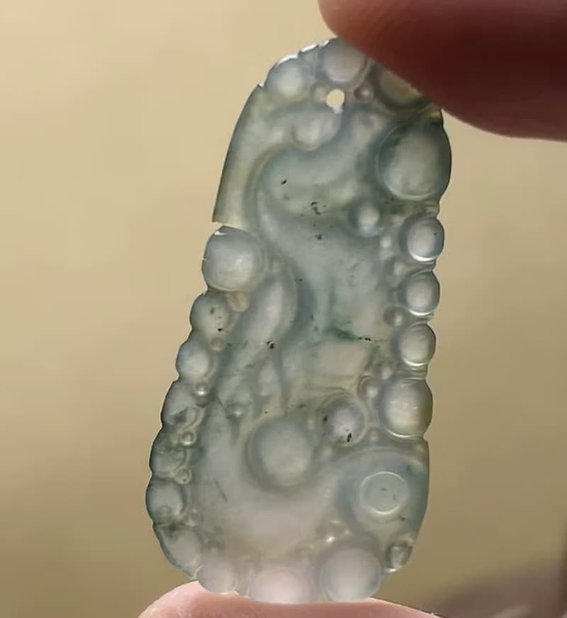 冰種飄花翡翠懷古龍牌項鍊 | 天然緬甸玉翡翠A貨 | 送禮