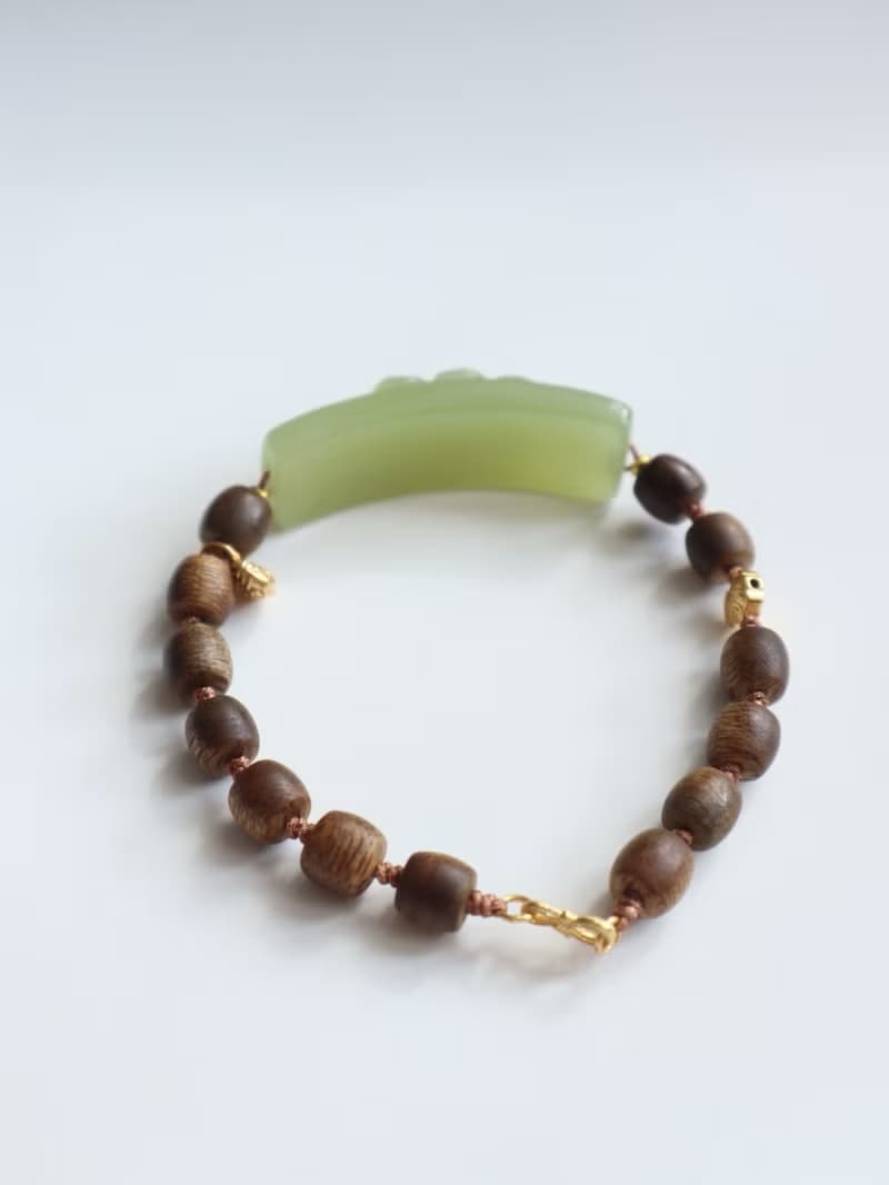 新疆黃口料和田玉手鏈花開富貴手牌手鏈料子細潤脂粉厚生日禮物