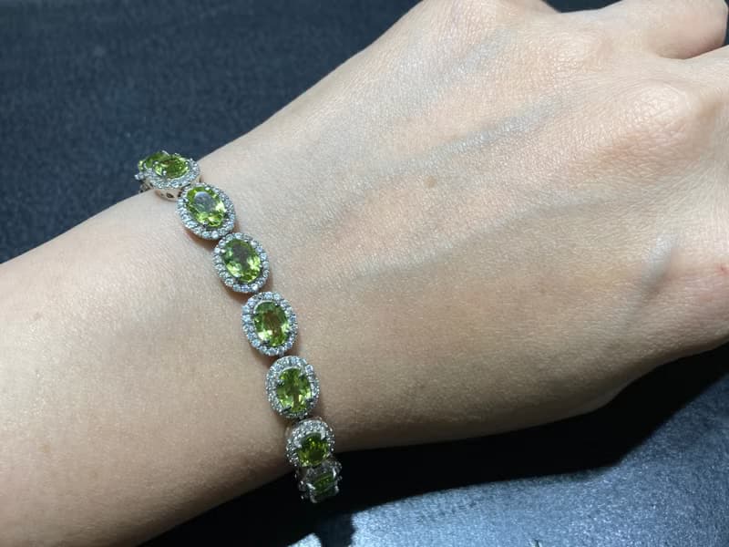 天然 橄欖石 手鍊 印度製 925純銀