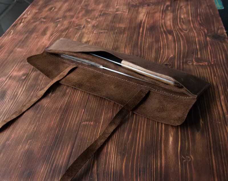 Personalized leather roll for 2 knives, leather knife roll, leather knife sheath