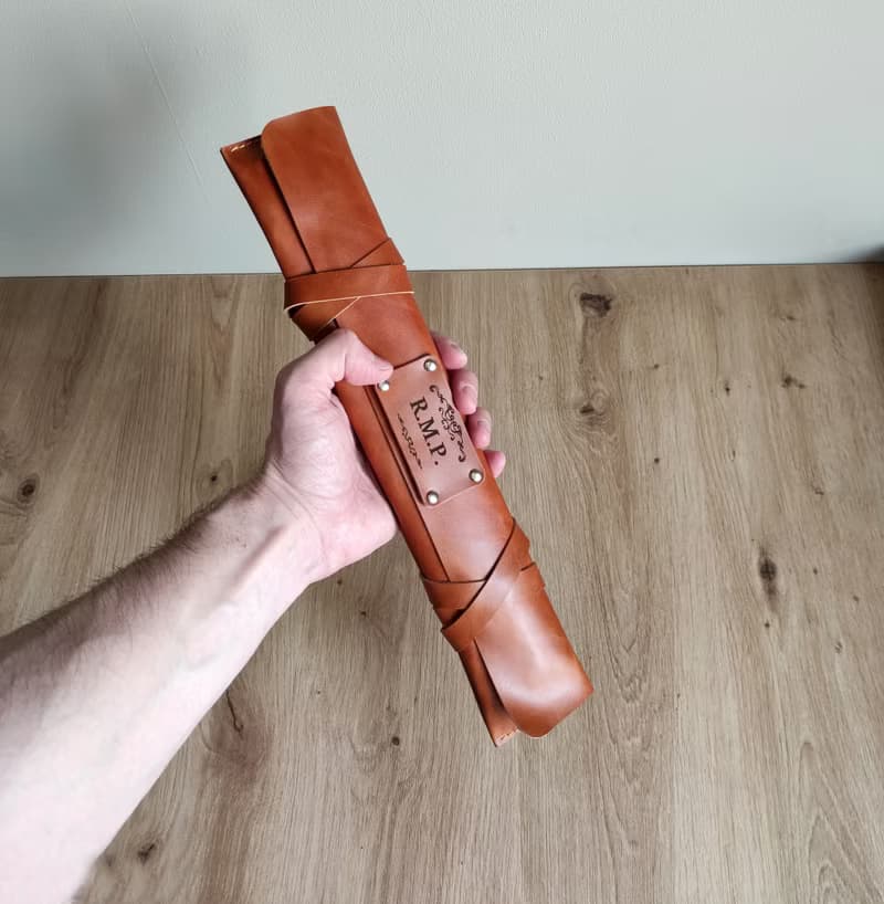 Personalized leather roll for 2 knives, leather knife roll, leather knife sheath